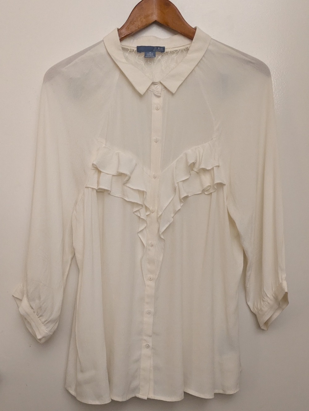 Anthropologie Lie Romantic Bohemian Ruffled Lace Blouse White Size 14